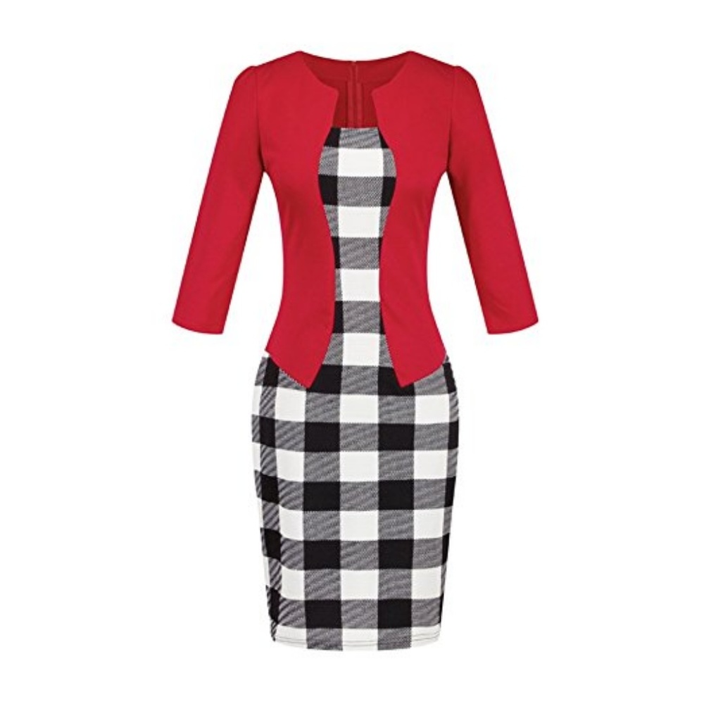 Women’s Red Black Polka Dot Dress - Picture 6 of 8